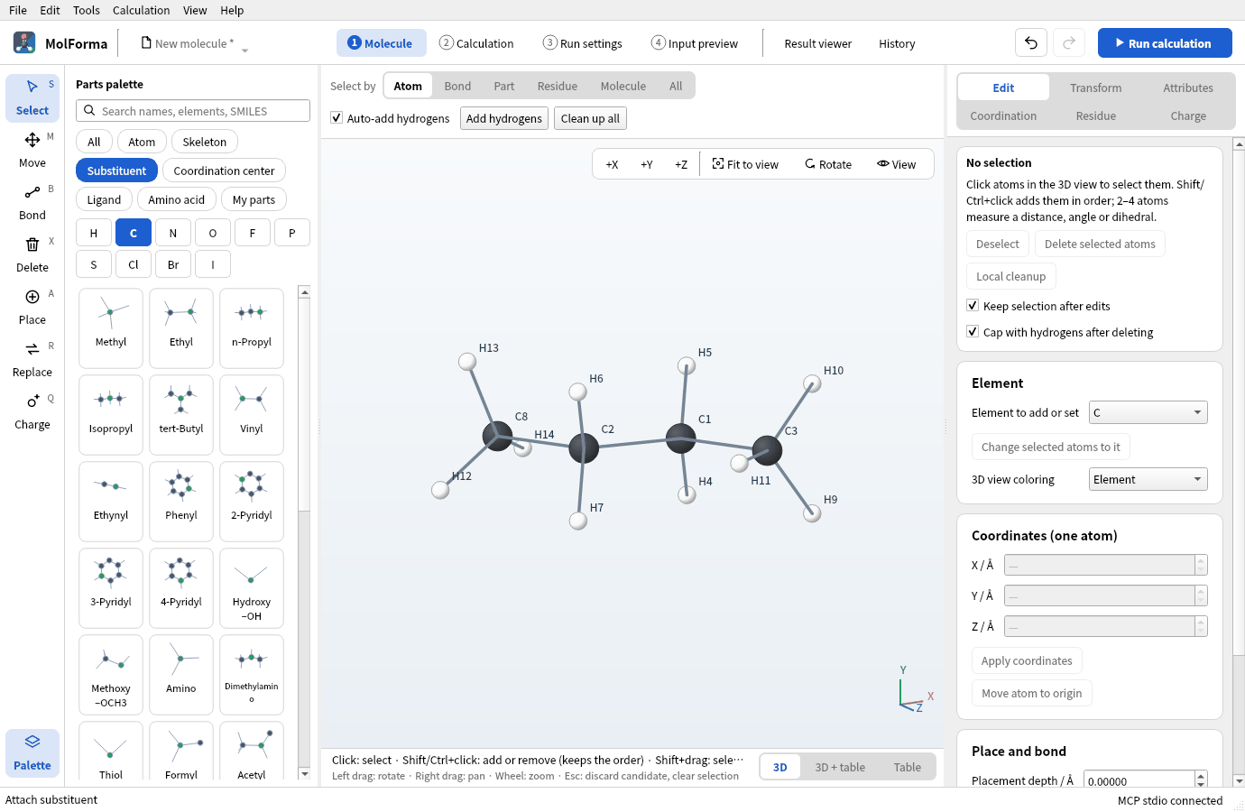 n-Butane with two methyl groups: the four carbons in a zigzag line (anti)