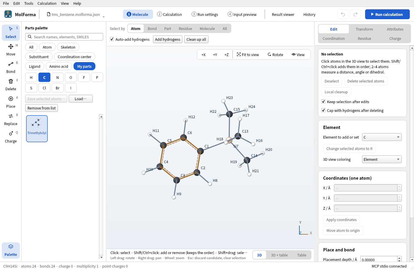 Benzene with the trimethylsilyl group from My parts