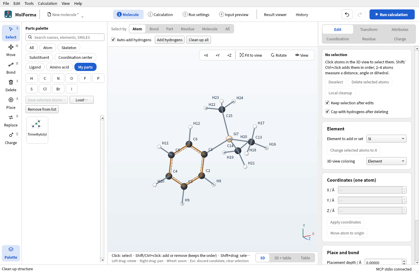 Trimethylsilylbenzene, with a benzene hydrogen replaced by the trimethylsilyl group and cleaned up