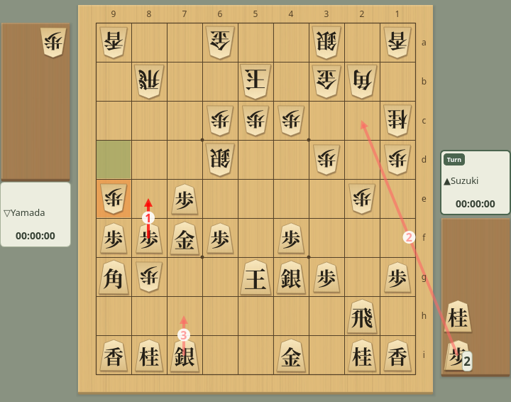 Candidate move arrows on the board