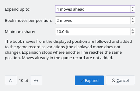 Expand the Book into the Game Record dialog