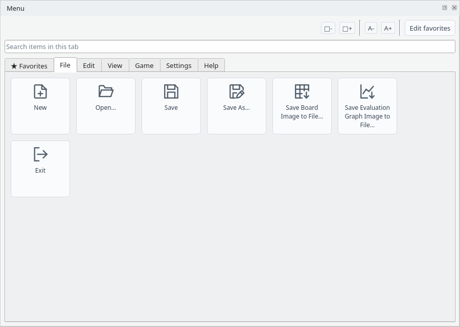 File tab of the menu dock