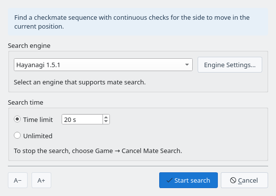 Mate Search dialog