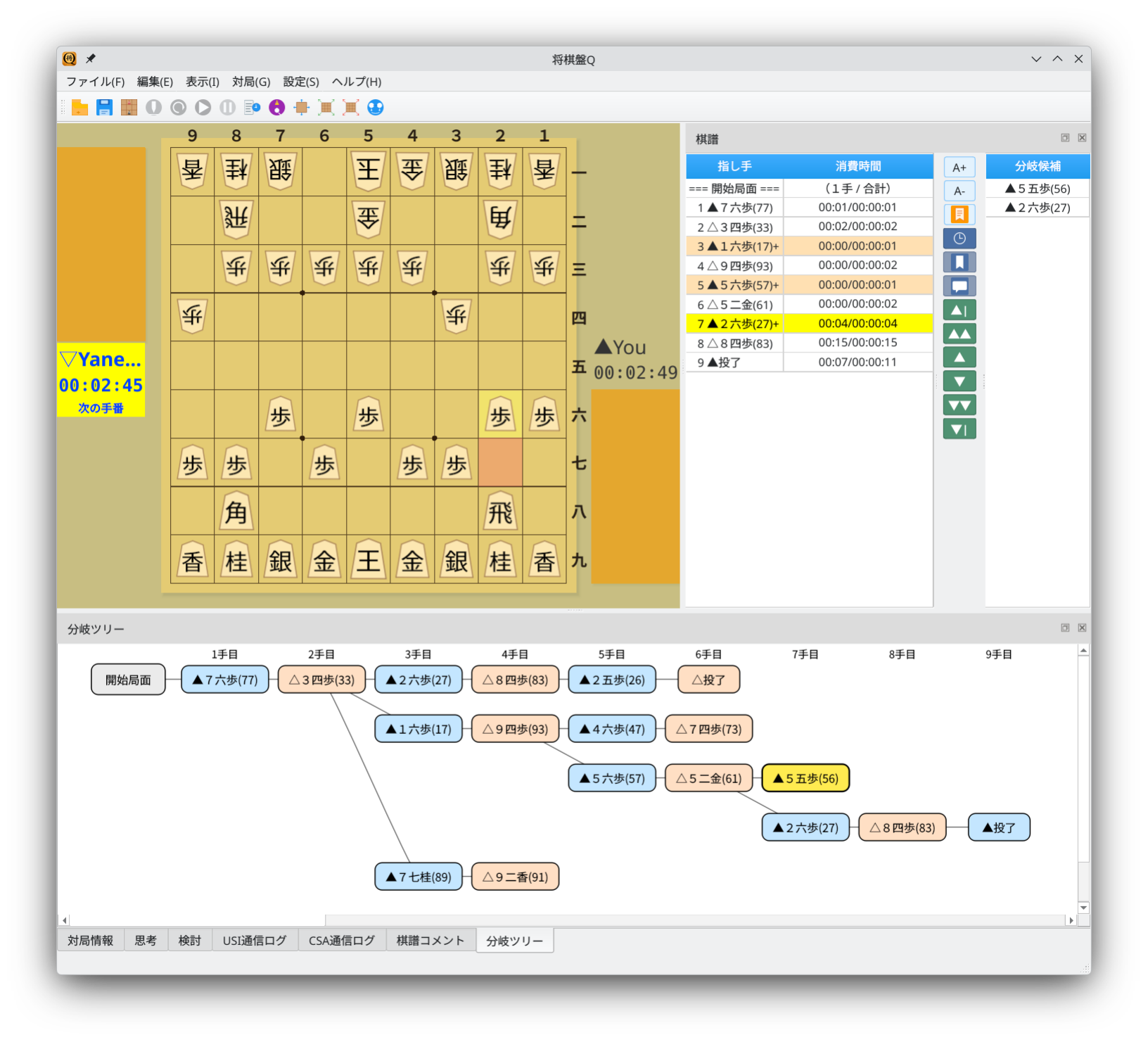 分岐ツリー表示