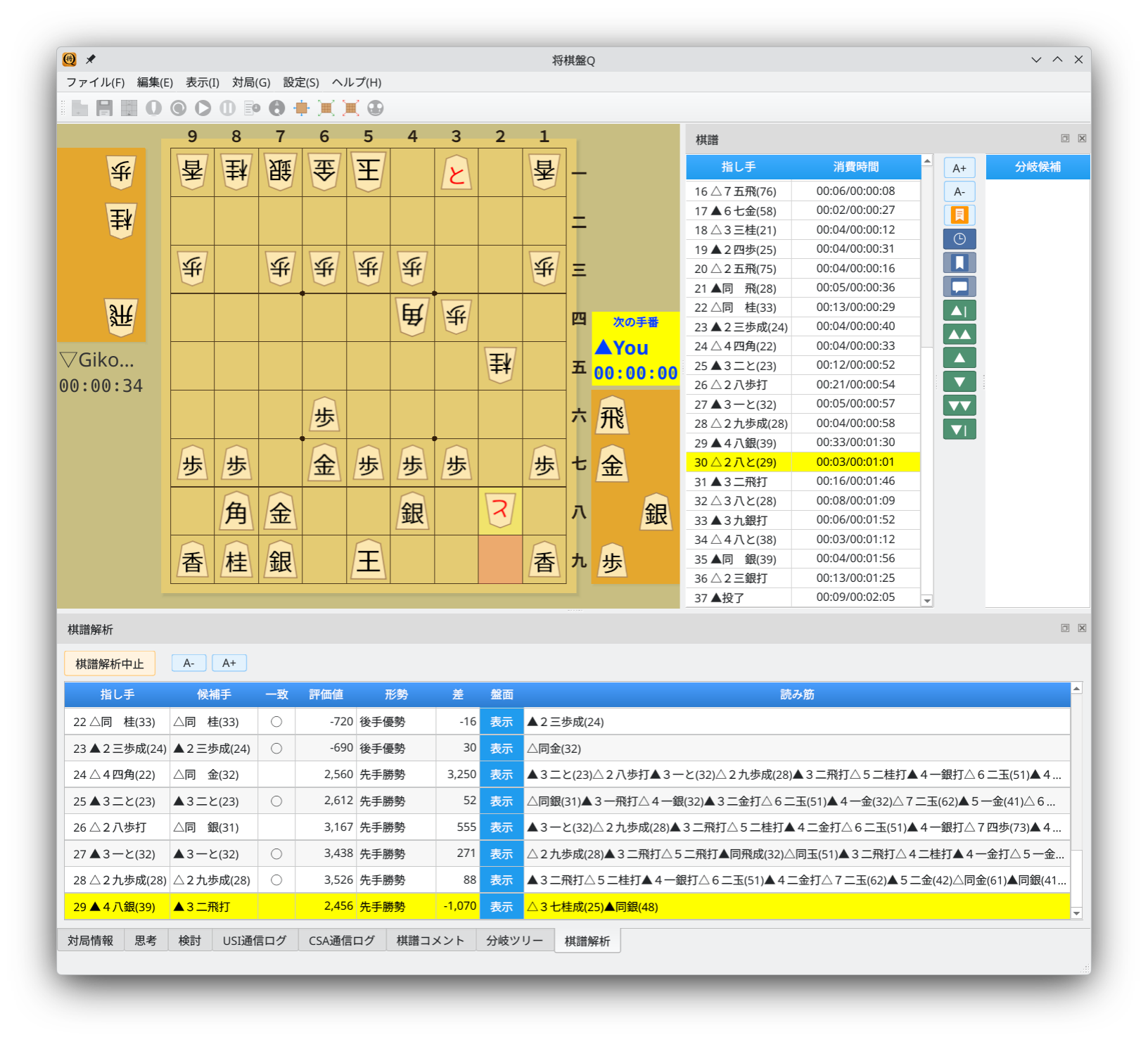 棋譜解析結果の表示