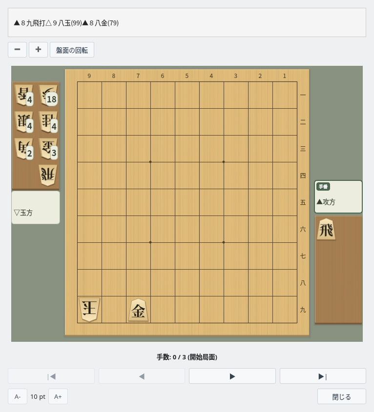 読み筋表示ウィンドウで生成した詰将棋を確認