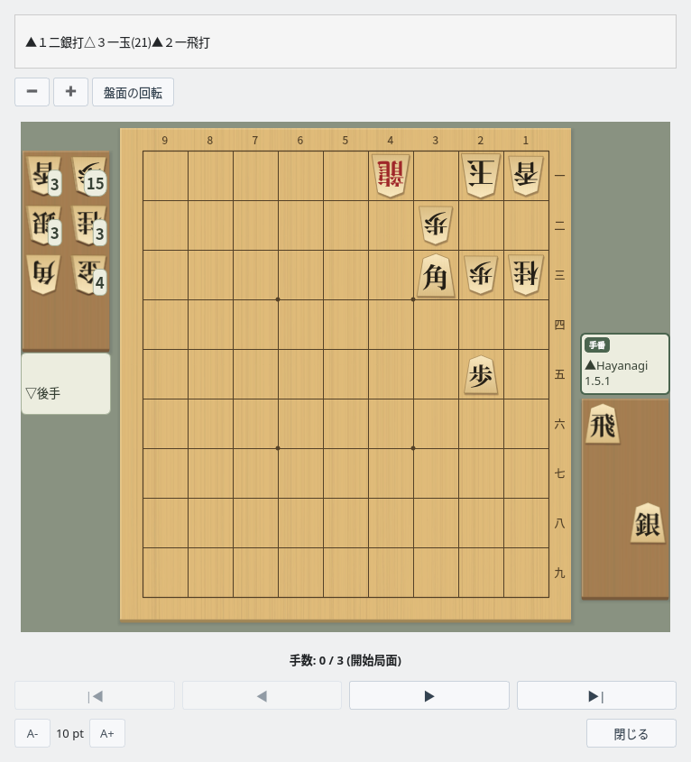 読み筋表示ウィンドウの開始局面