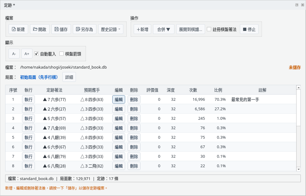 編輯後的定跡視窗